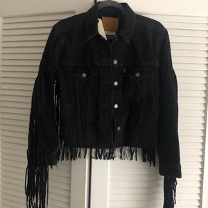 LEVIS BLACK FRINGE DEMIN JACKET